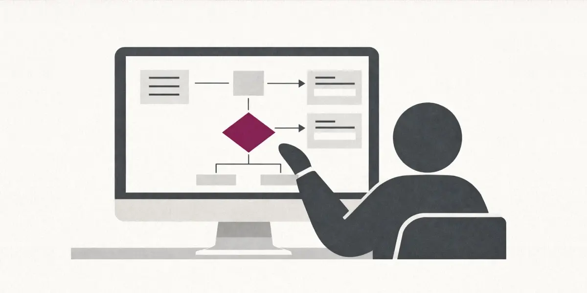 man looking at web based form builders