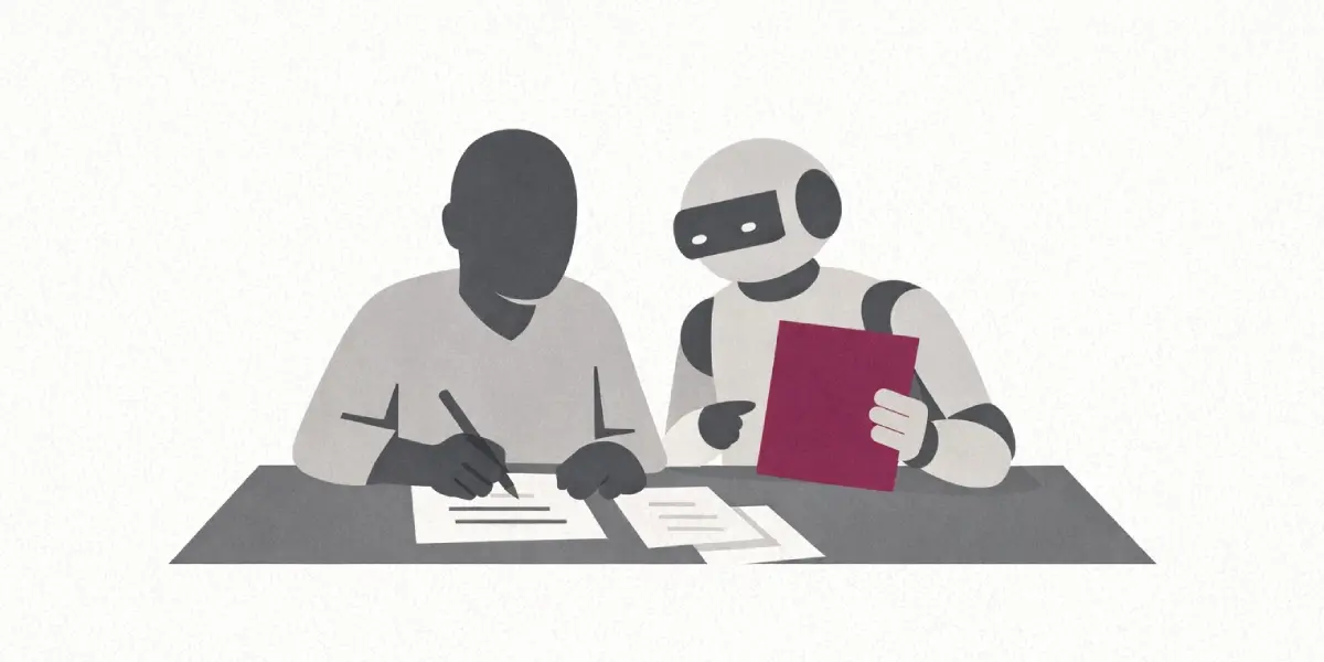 an ai writing assistant helping a human with their writing