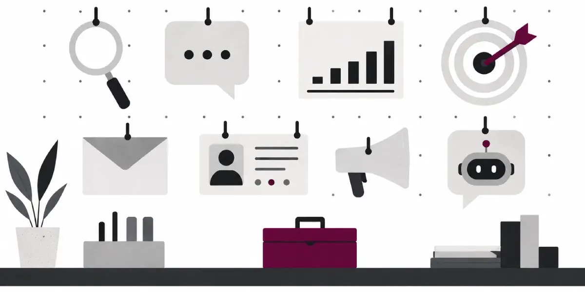 marketing tools on a wall for a small businesses
