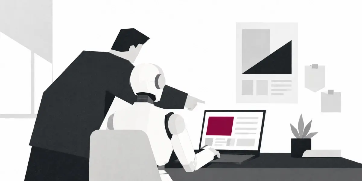 ai replacing marketing tasks, human watching over him