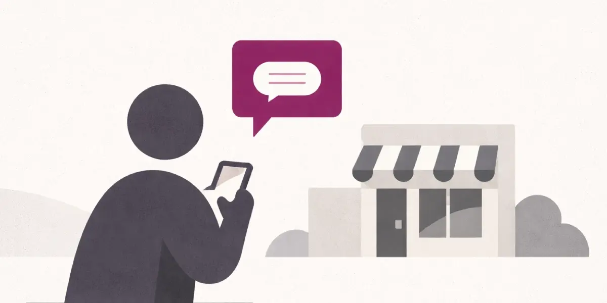 automated text messaging software in front of shop