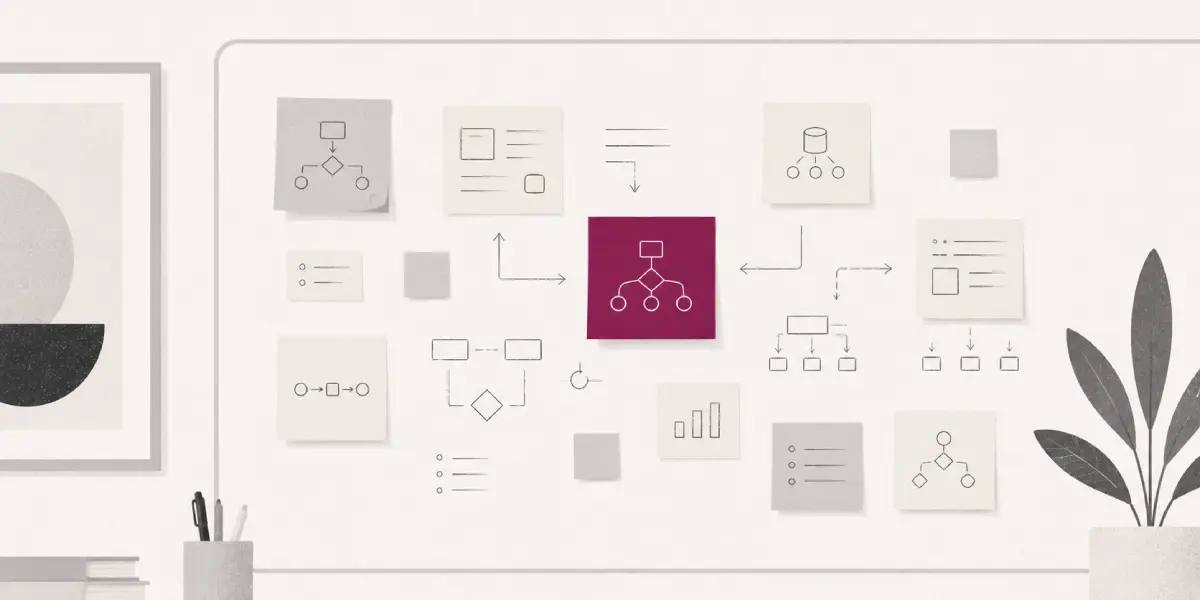 marketing automation examples on a whiteboard and post it notes