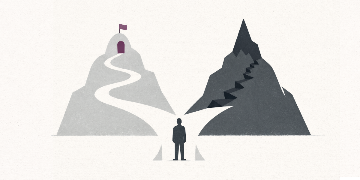 two paths up a mountain for an easier lead generation journey