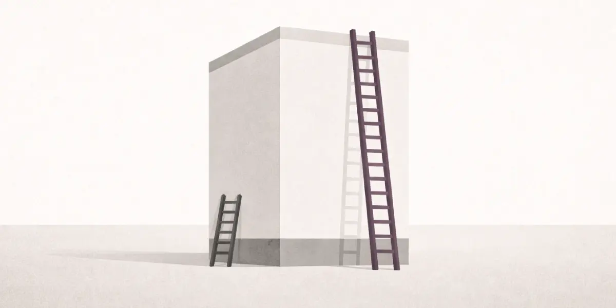 two ladders, one a metaphor for an AI tool for marketers 